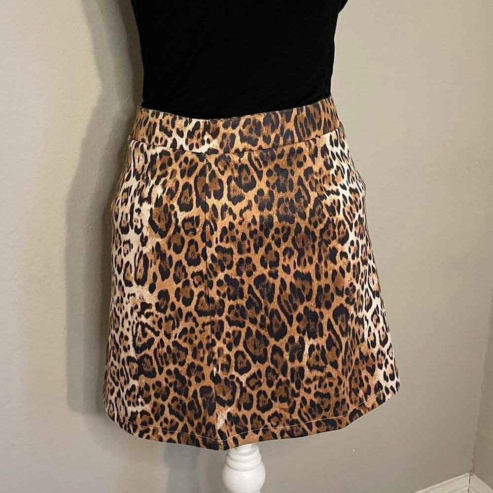 animal Leopard print mini skirt high waist sz L
